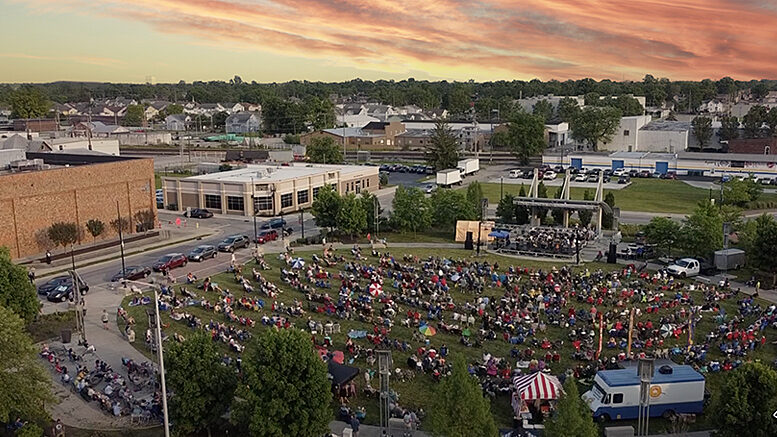 Canan Commons located at 600 S Walnut St, Muncie, IN is the home of all Muncie Three Trails Music Series concerts. Photo by Mike Rhodes