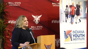 Tami Silverman, IYI president and chief executive officer, speaks at the 2022 State of the Child in Muncie. Photo provided