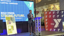 The YMCA's CEO Chad Zaucha is pictured during yesterday's press conference. Photo by Steve Lindell