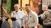 Nonprofit workers enjoyed celebrating the end of the year at the Nonprofit Holiday Celebration in December 2022 at The Clubhouse at Accutech. Pictured is Chad Zaucha, President/CEO of YMCA of Muncie, and Jeff Bryan, Director of Visitor Experience of Muncie Delaware County Visitors Bureau.