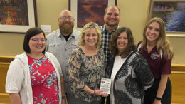 Representatives from the Jay County Drug Prevention Coalition were recognized with the Healthy Community Alliance “100,00 Award” on June 12th at Minnetrista in Muncie. The group was honored for their youth-focused tobacco prevention and cessation efforts in Jay County. Pictured L-R: Ally Raines, Jake Martz, Kimbra Reynolds, Mason Edwards, Stephanie Patterson, and Grace Christman. Photo by John Disher.