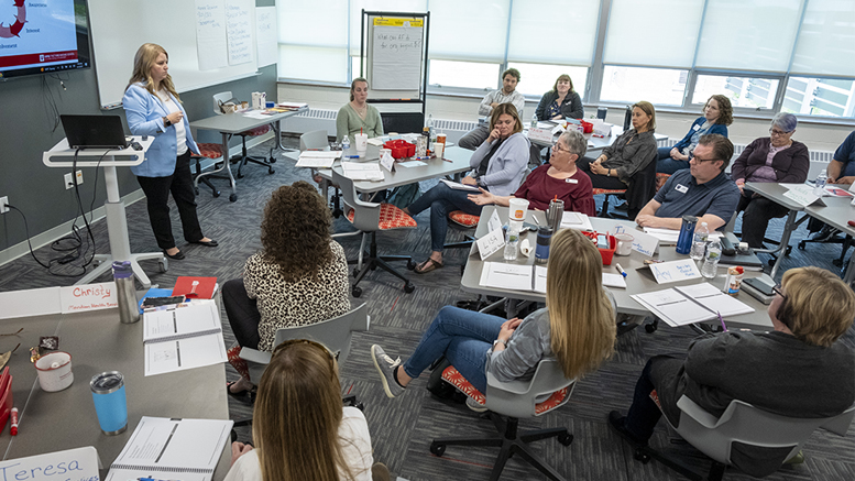 Nonprofit professionals learn from Jeri Pat Gabbert with The Fund Raising School at IU Lilly Family School of Philanthropy during a fundraising training course hosted by Nonprofit Support Network in Muncie. File photo.