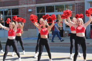 Ball State's Code Red dancers performing in the village. Photo provided