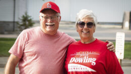 Rotarians Chris Poland and Judge Kimberly S. Dowling at the Delaware County Fair