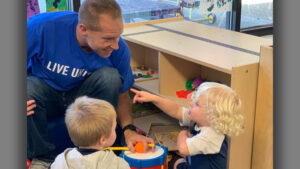 Muncie Power Products employee Ben Gillum volunteered at United Day Care Center as part of Heart of Indiana United Way's 2022 Day of Action.