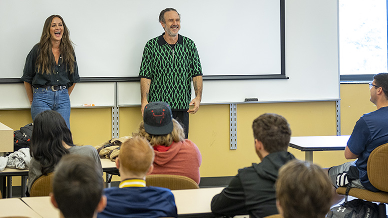 Pictured L-R: Christina and David Arquette present to Ball State Students this past September. Photo provided