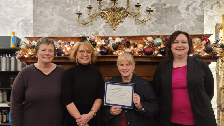 From left to right – Karen Good; Melissa Gentry; Karen Vincent, Delaware County Historical Society; and Sara McKinley