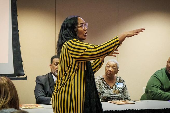 Wilisha Scaife leads a session at the IDEA conference. Photo provided