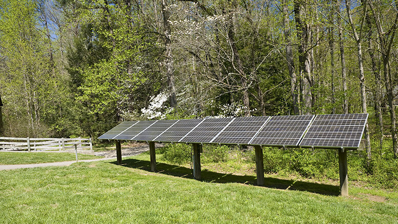 An electricity-generating solar energy panel is pictured. Photo by storyblocks