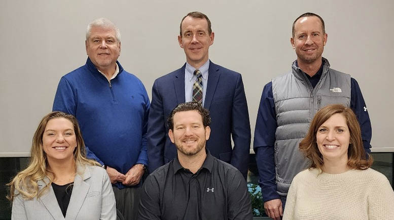 Back Row L-R: Tom Simpson, Dr. Greg Hinshaw (Superintendent), Jason Brooks— Front Row L-R: Victoria Gasaway, Ryan Kelly, Alison Tokar