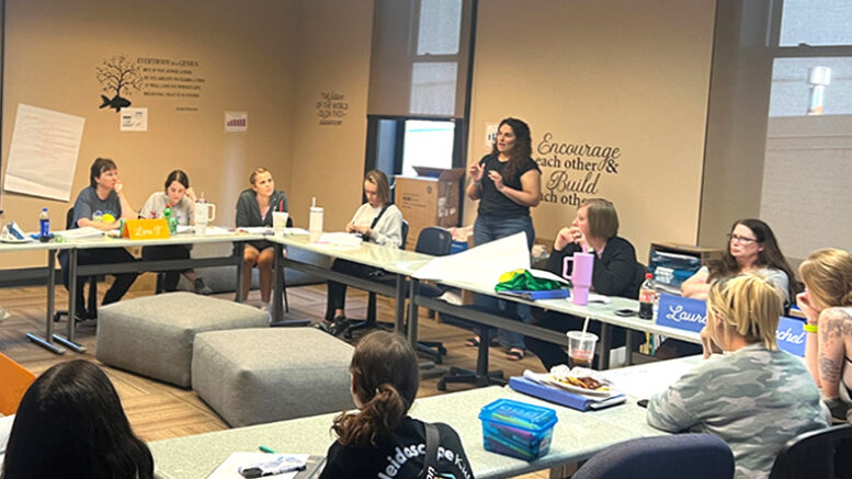 BY5 Early Childhood Initiative was awarded $40,000 to support the BY5 Professional Learning Institute which provides training and professional development opportunities to childcare providers in Delaware County. Pictured, Childcare workers participate in a professional Learning Institute session in partnership with Dr. Beth Trammell and the Make Words Matter Fellowship.