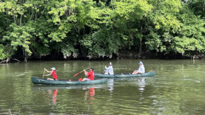 A group paddles down the White River. Photo provided