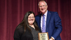 Vanessa Goldey is pictured accepting her award from Dr. Reynolds. Photo provided