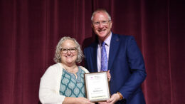 Sarah Hoffman is pictured accepting her award from Dr. Reynolds. Photo provided