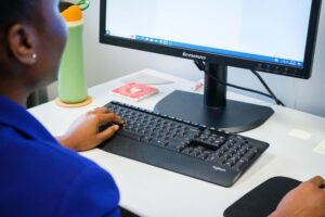 Online learning photo by Bobby Ellis/Ball State University.