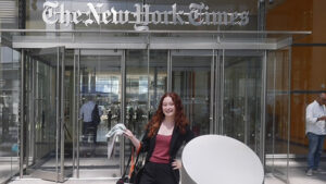 Muncie Central Senior Selah Derby is pictured in front of the world famous New York Times news organization. Photo provided.