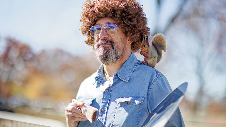 Ron Wells is a look-alike Bob Ross in this photo provided by Ball State Public Media.