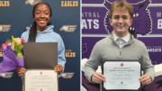 Elizabeth Bamidele (left) from Delta High School and Clayton Dick (right) of Muncie Central High School are the 2026 Lilly Endowment Community Scholarship recipients. Photo provided.