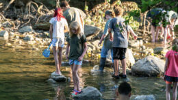 Children engage in Fish and Mussels Program through Red-tail Land Conservancy. Photo provided by Red-tail Land Conservancy.