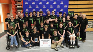 The team pictured with their Creativity Award sponsored by Rockwell Automation.