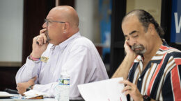 Brett Ellison, executive director of Muncie OUTreach and Dave Franklin, OUTreach board member, at a recent Nonprofit Support Network session. Photo provided.